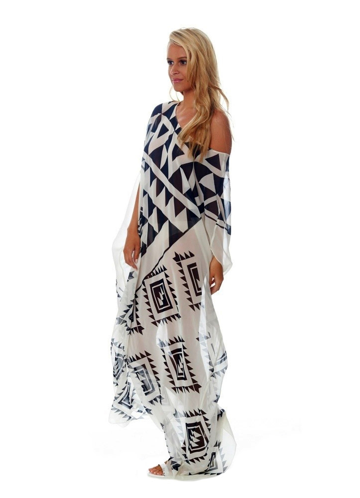 F4759 Kaftan Pareo Sarongs Cover-Up Chiffon Beach Dress